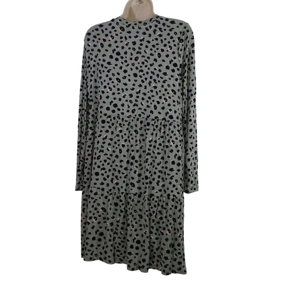 Mudpie Minnie Tiered Dress Women Size S Sage Animal Print Long Sleeve Casual NEW - Picture 3 of 10
